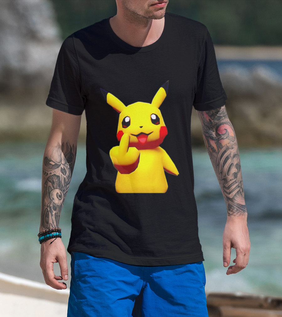 Pikachu Pokémon Middle Finger Gesture T-Shirt