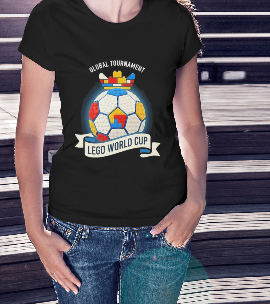 Global Tournament Lego World Cup Soccer Ball Block Crown T-Shirt