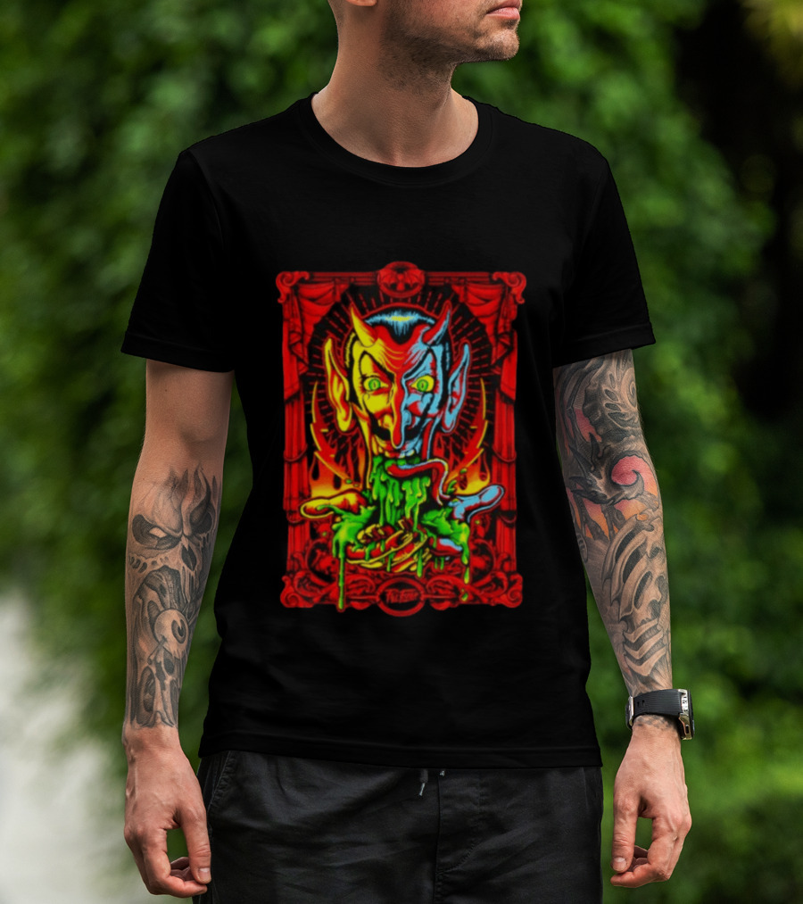 Satan's Puke Black Devil Evil Clown Neon Horror T-Shirt