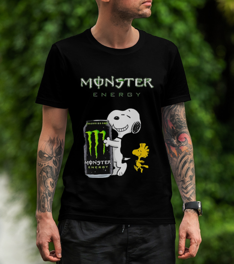 Snoopy And Woodstock Hugging Monster Energy Can Collaboration T-Shirt
