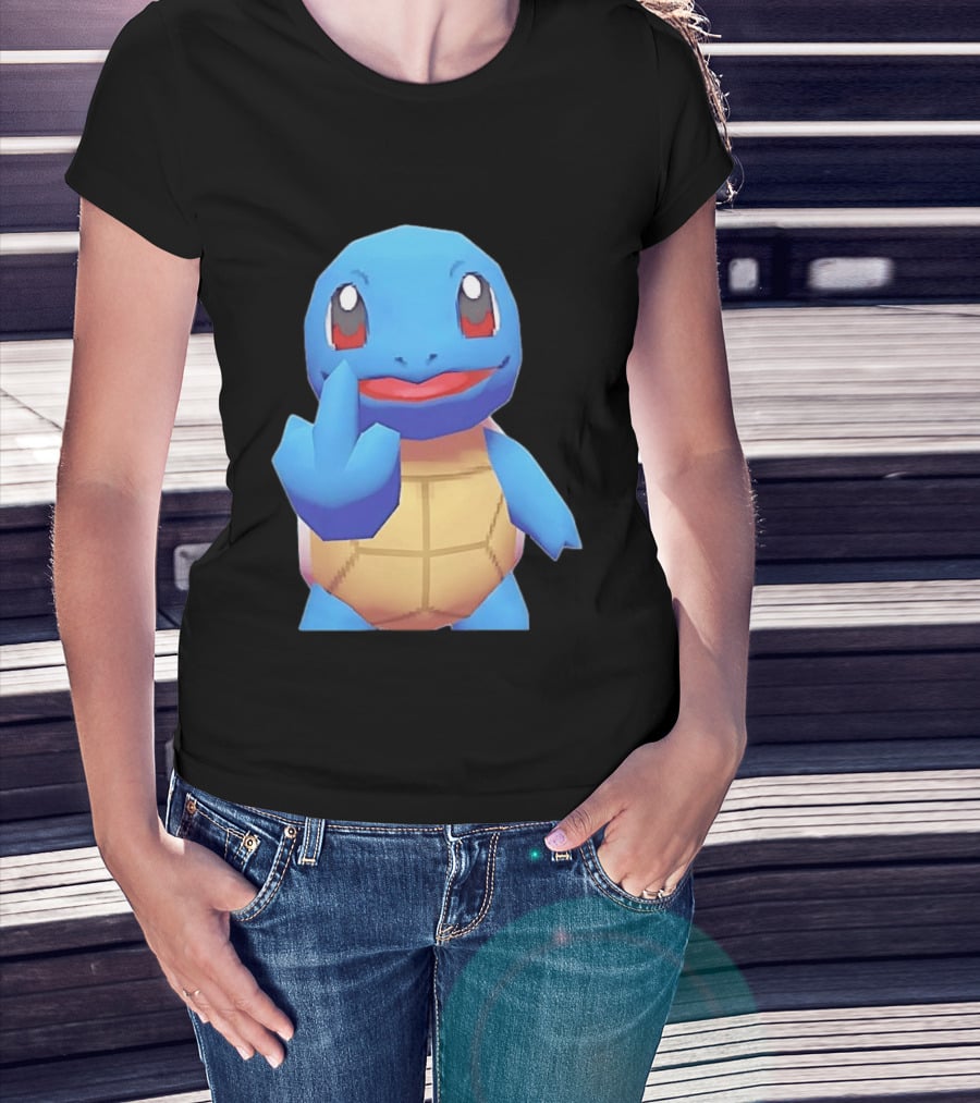 Squirtle Pokémon Gesture Middle Finger Playful Attitude T-Shirt