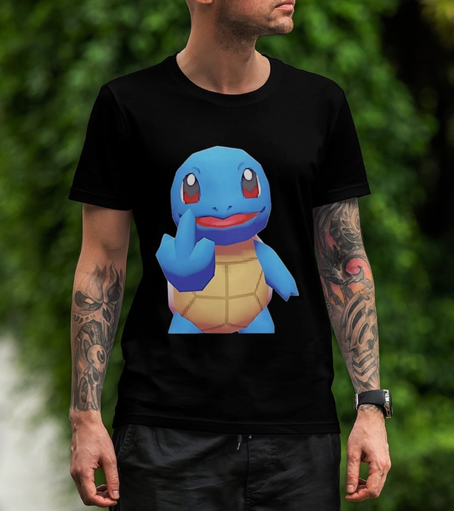 Squirtle Pokémon Gesture Middle Finger Playful Attitude T-Shirt