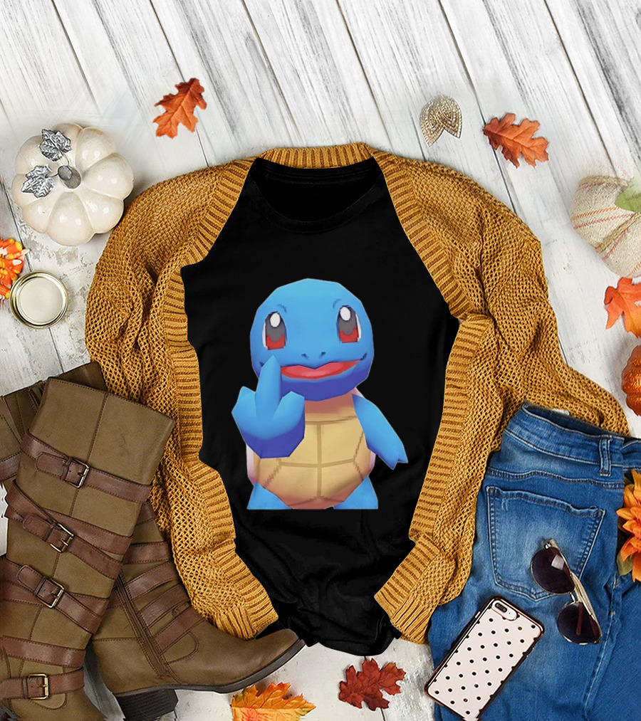 Squirtle Pokémon Gesture Middle Finger Playful Attitude T-Shirt