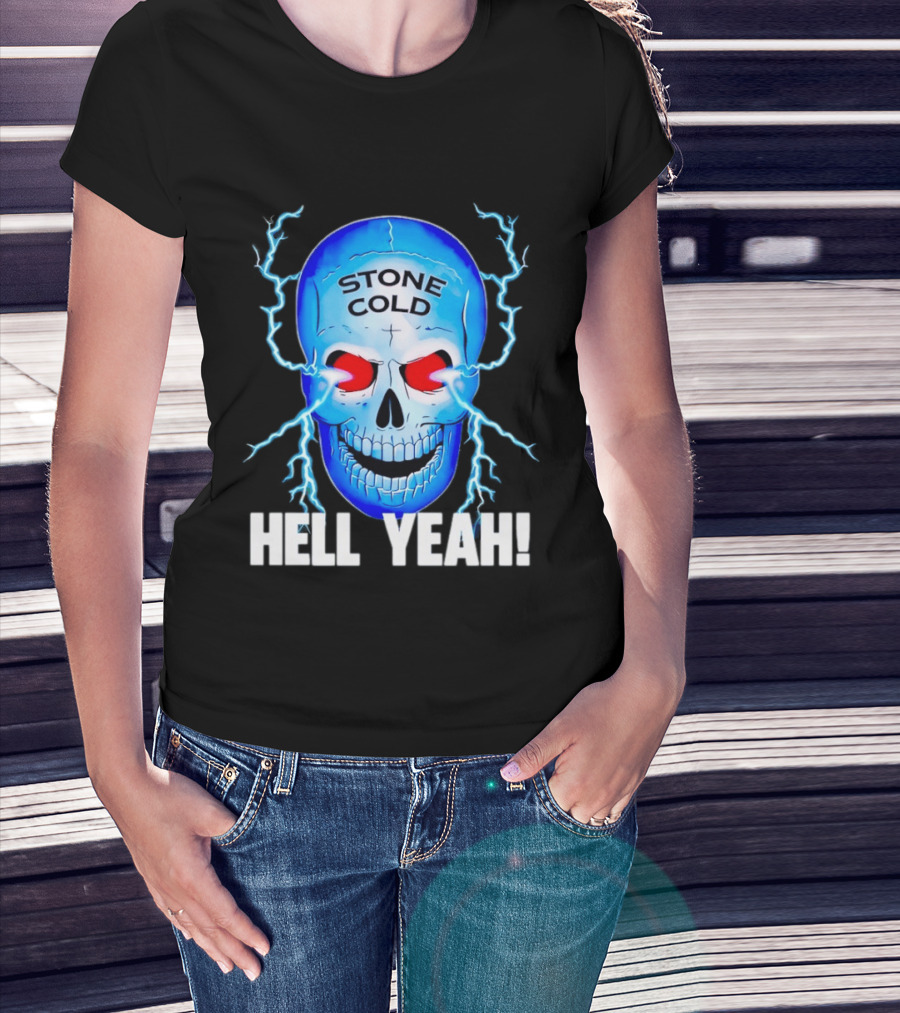 Stone Cold Steve Austin Skull Hell Yeah Electric Blue Lightning T-Shirt