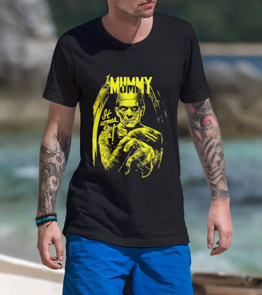 The Mummy It Comes To Life Horror Classic Vintage Yellow T-Shirt