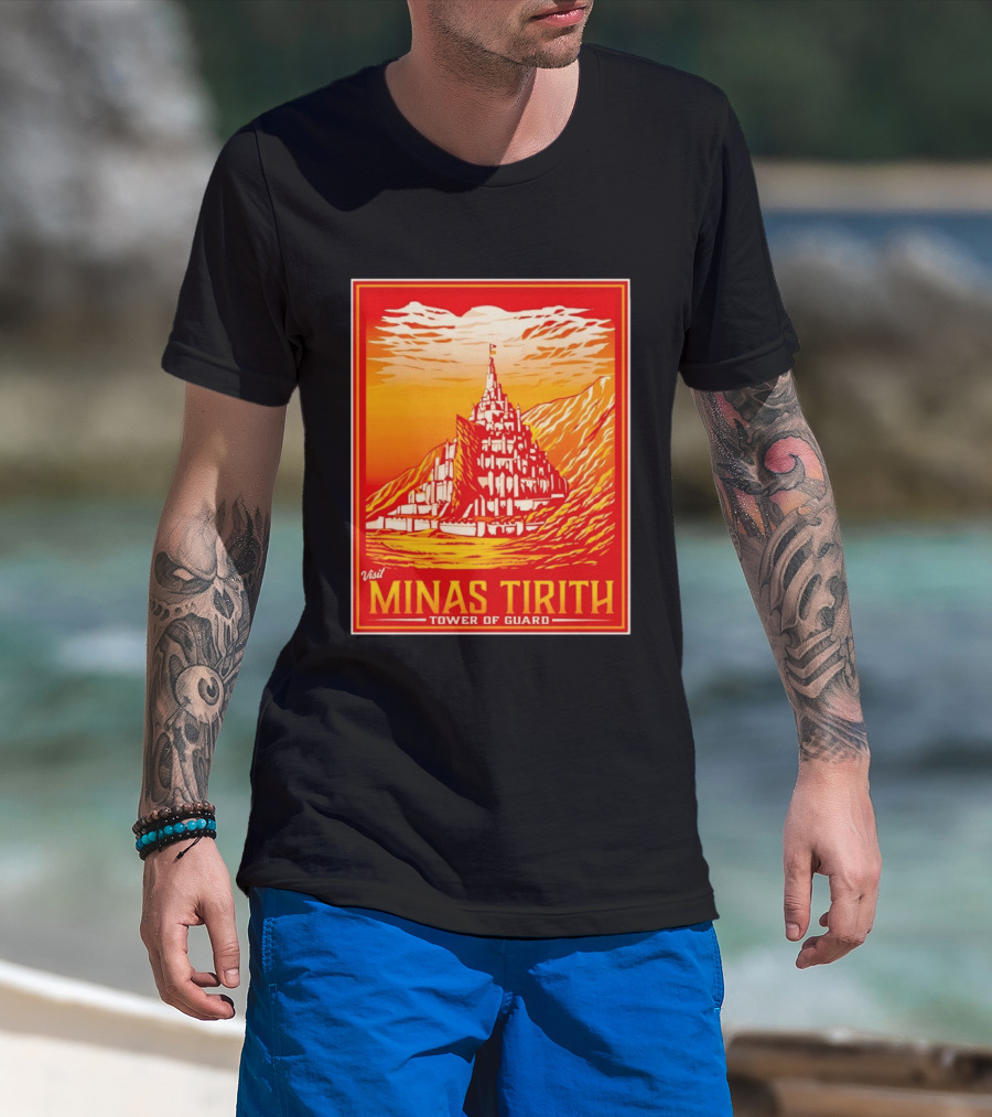 Visit Minas Tirith Tower Of Guard Fantasy Travel Middle Earth T-Shirt