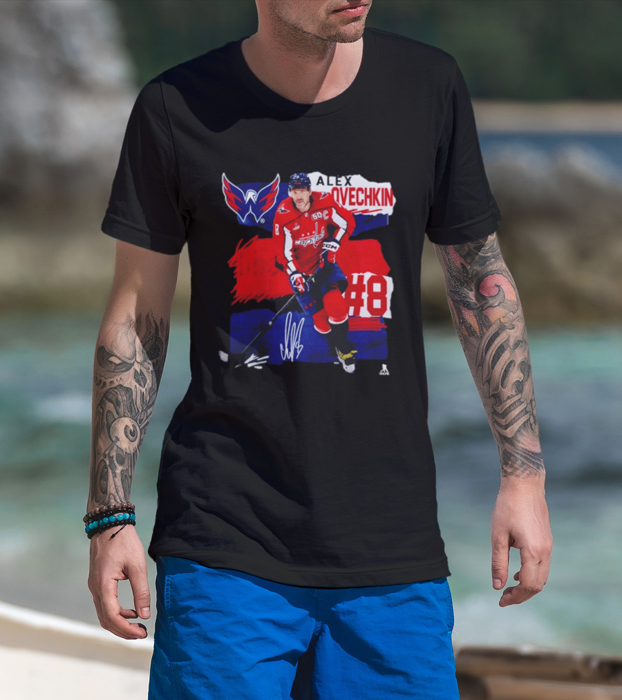 Washington Capitals Alex Ovechkin #8 Hockey Signature T-Shirt