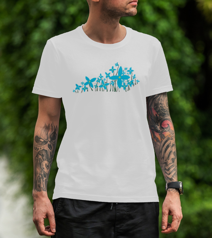 Blue Pea Flower Azure Bluet KY Shape Floral Arrangement T-Shirt