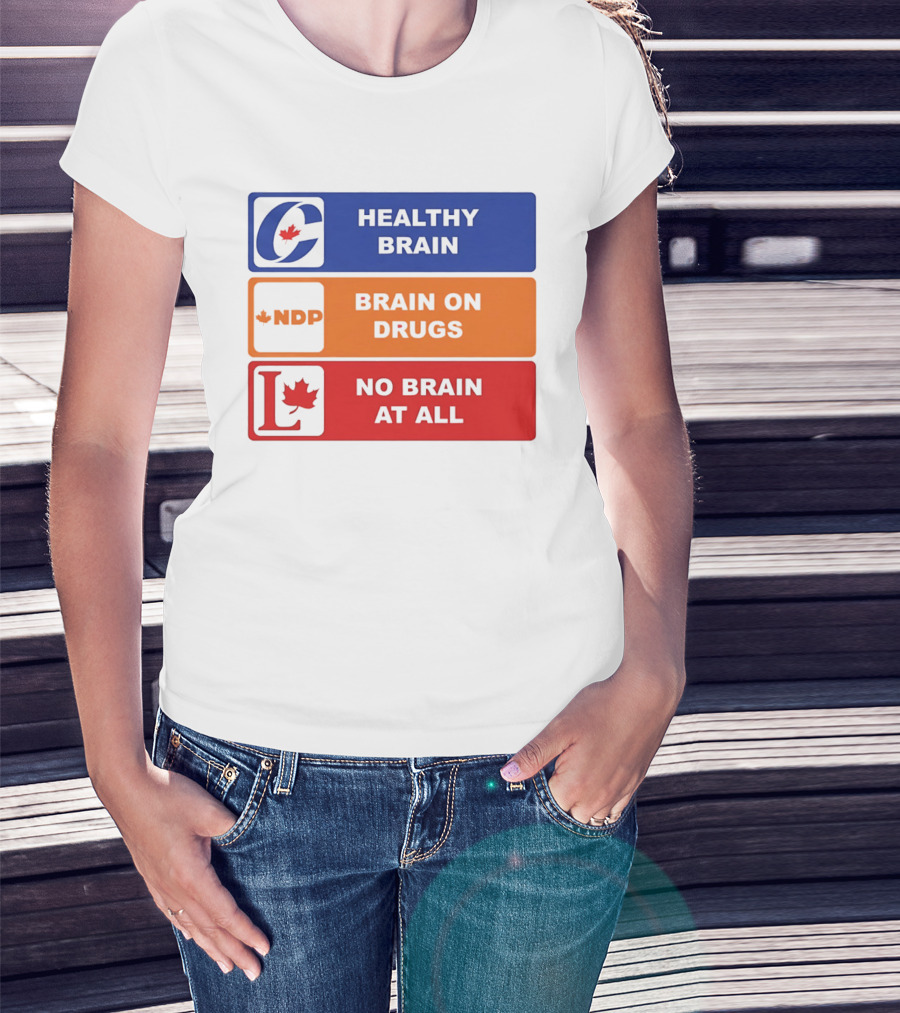 Healthy Brain Brain On Drugs No Brain At All Political Labels T-Shirt