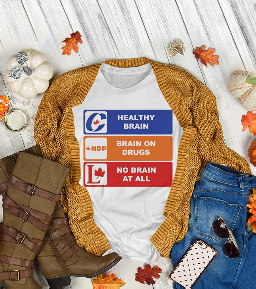 Healthy Brain Brain On Drugs No Brain At All Political Labels T-Shirt