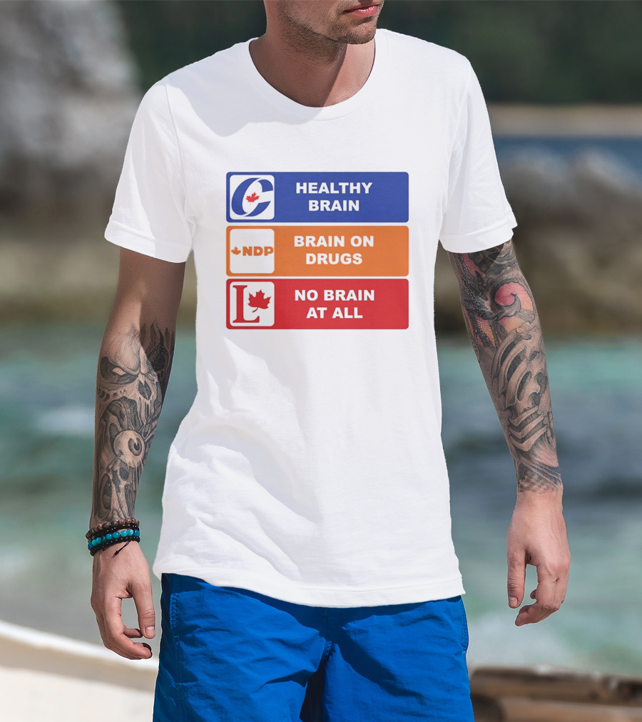 Healthy Brain Brain On Drugs No Brain At All Political Labels T-Shirt