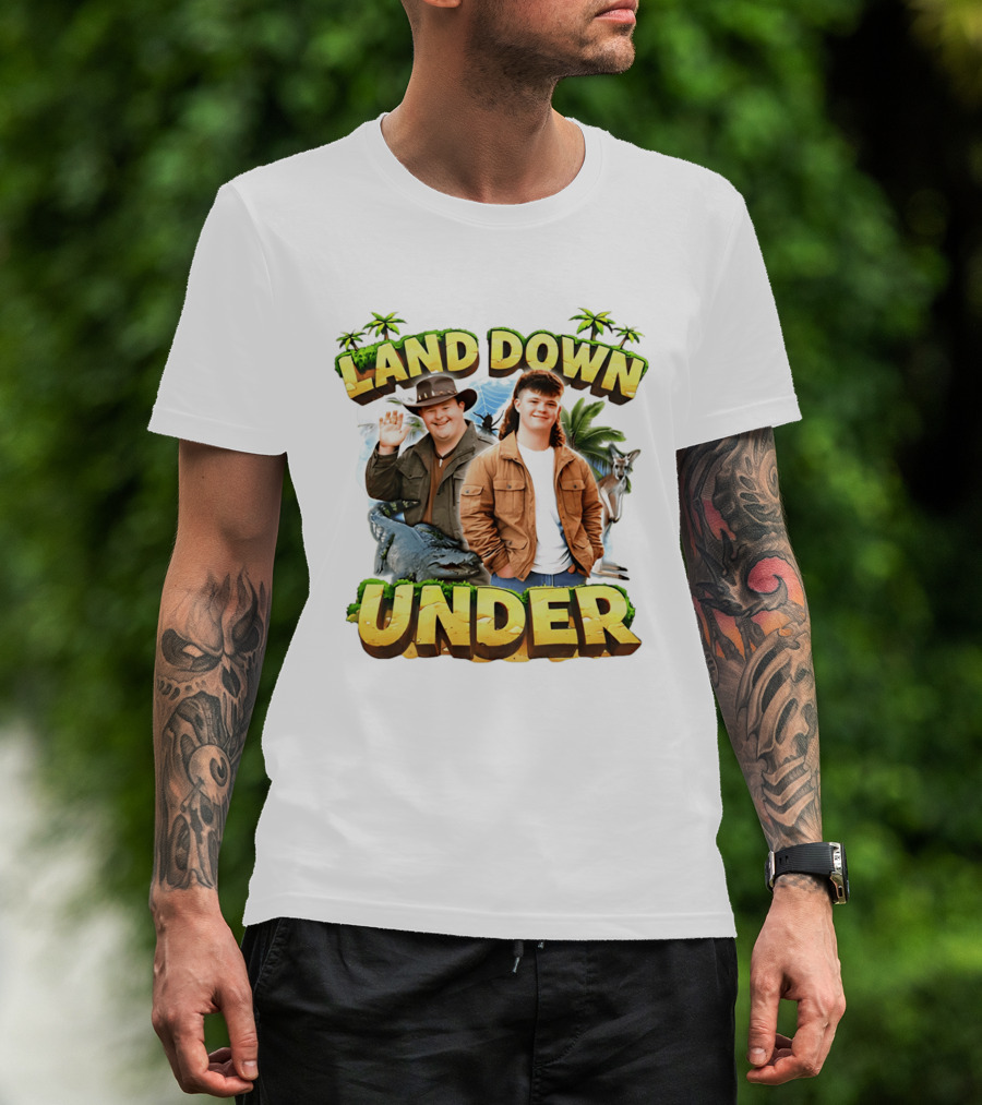 Land Down Under Crocodile And Kangaroo Theme Australia T-Shirt