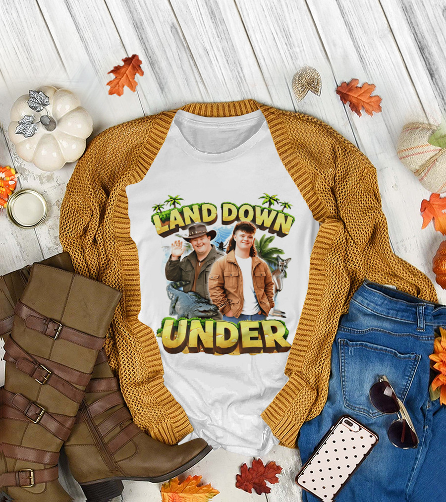 Land Down Under Crocodile And Kangaroo Theme Australia T-Shirt