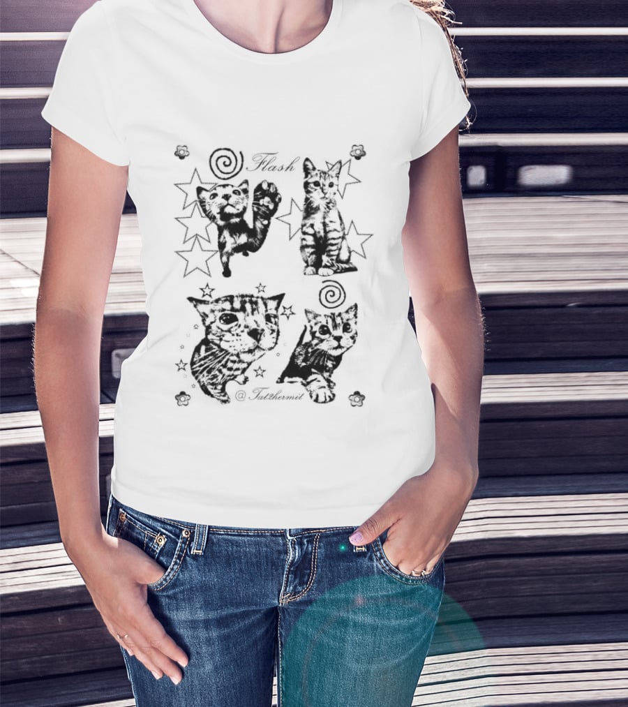 Cat Flash Jet2 Hermit Celestial Stars Spiral T-Shirt