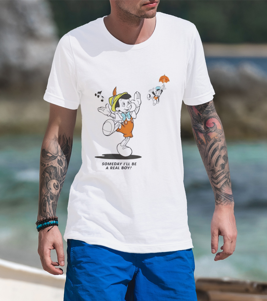 Disney Someday I'll Be A Real Boy Mickey Mouse Pinocchio T-Shirt