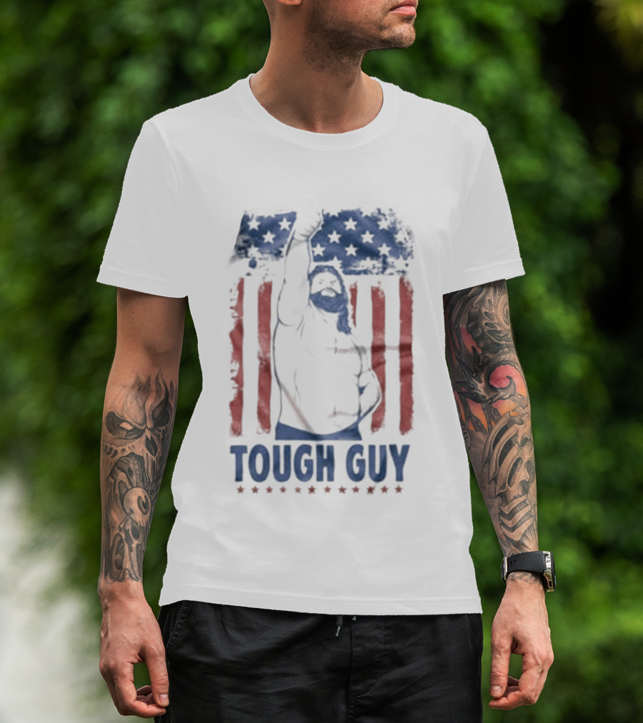 Hacksaw Jim Duggan Tough Guy American Flag Patriotic Wrestling T-Shirt