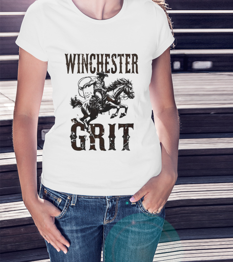 Winchester Grit Cowboys Horses Western Rider T-Shirt
