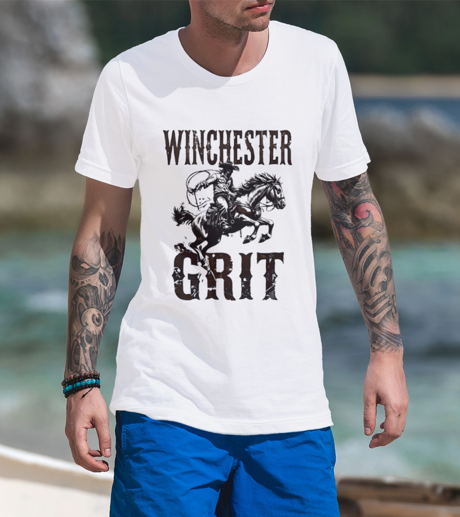 Winchester Grit Cowboys Horses Western Rider T-Shirt