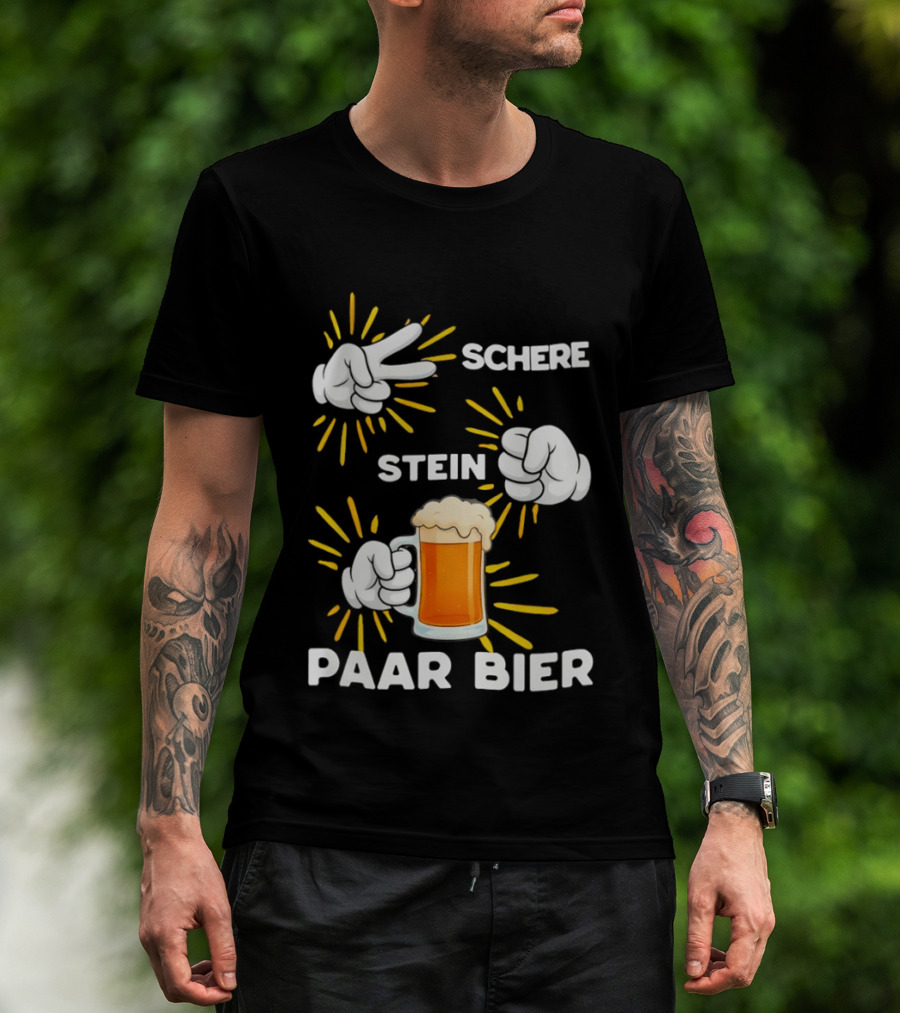 Bachelor Party Schere Stein Paar Bier Fun Celebration T-Shirt