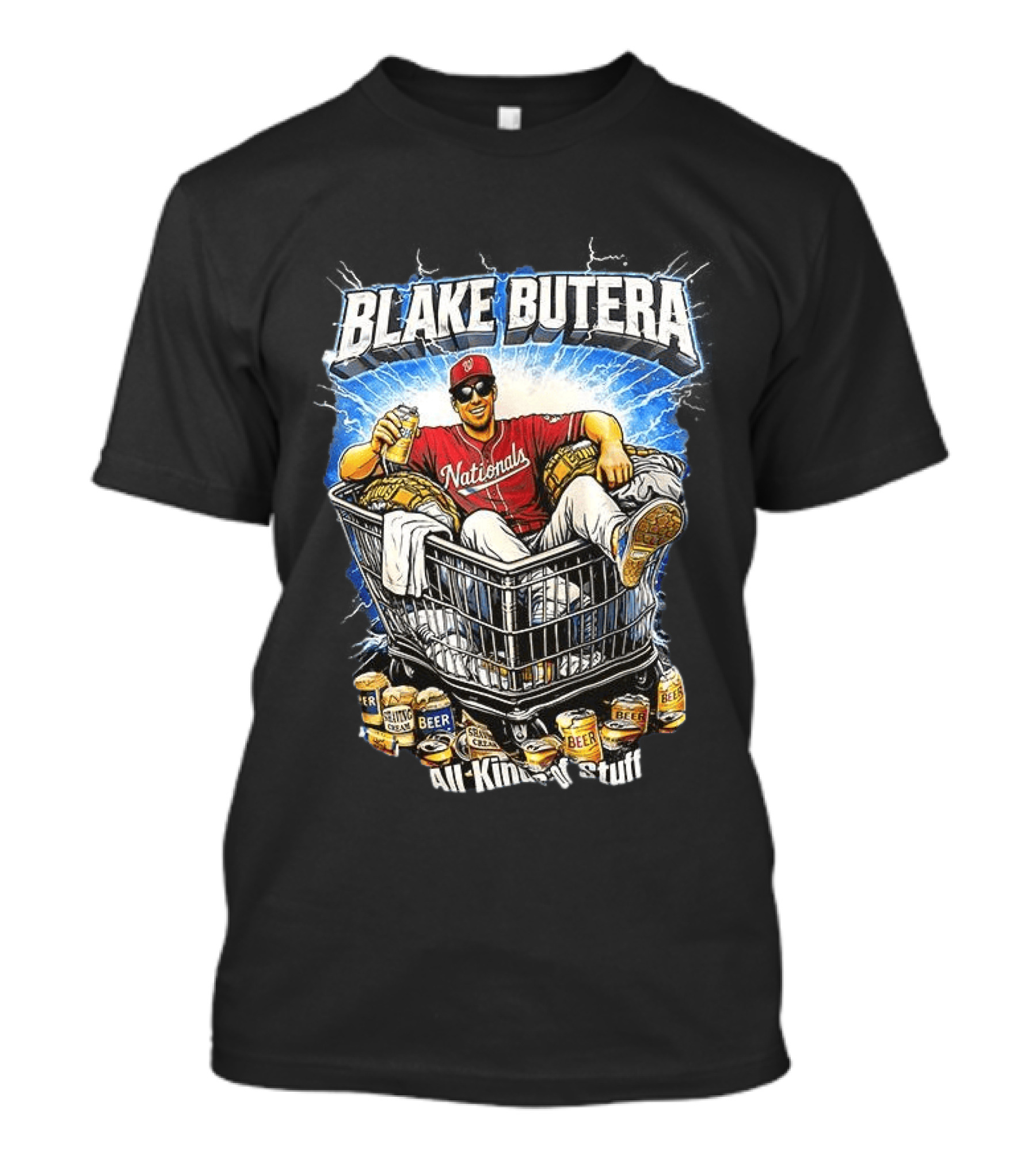 Blake Butera Nationals All Kinds Of Stuff Beer Cans Shopping Cart T-Shirt