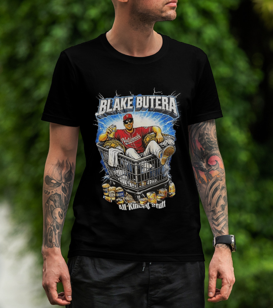 Blake Butera Nationals All Kinds Of Stuff Beer Cans Shopping Cart T-Shirt
