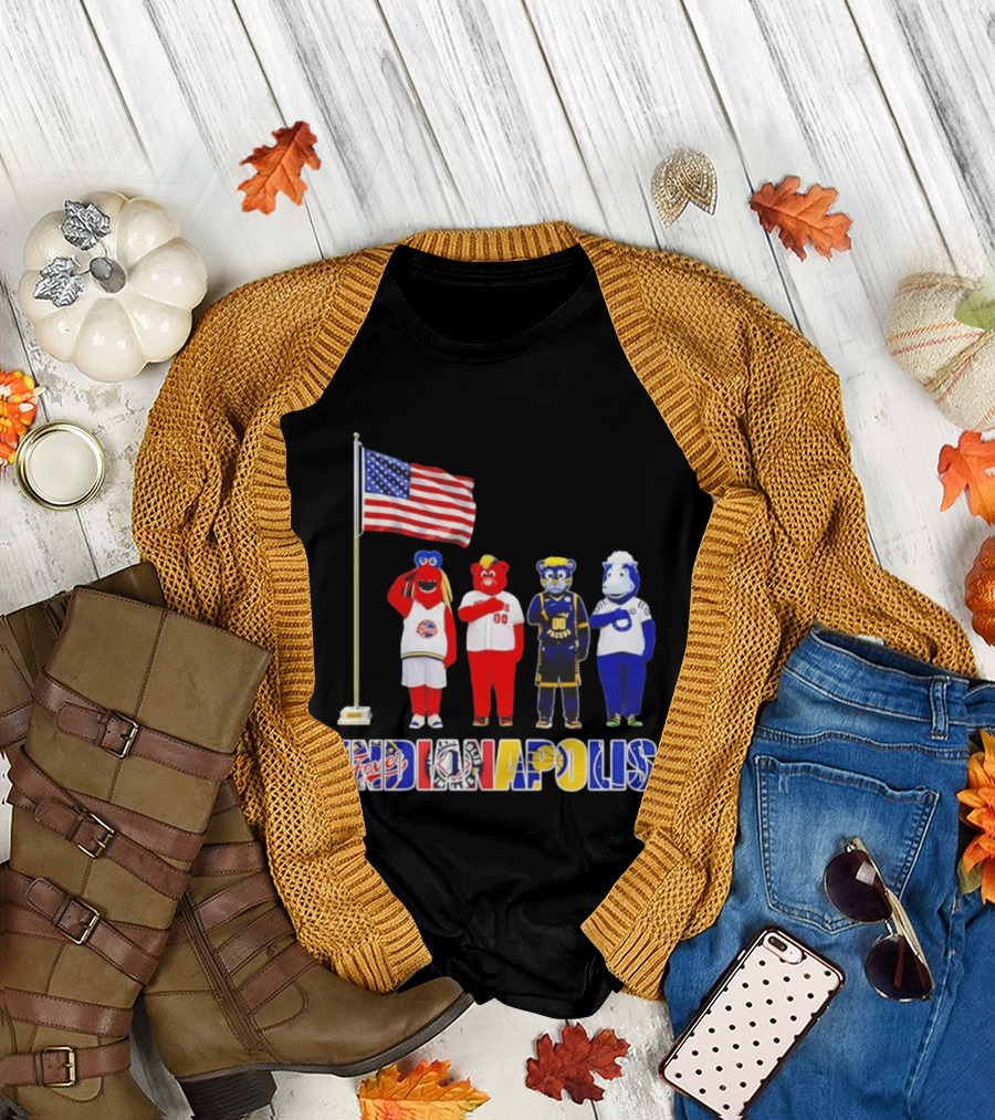Indiana Fever Indianapolis Mascots Salute Flag with Pacers Colts T-Shirt