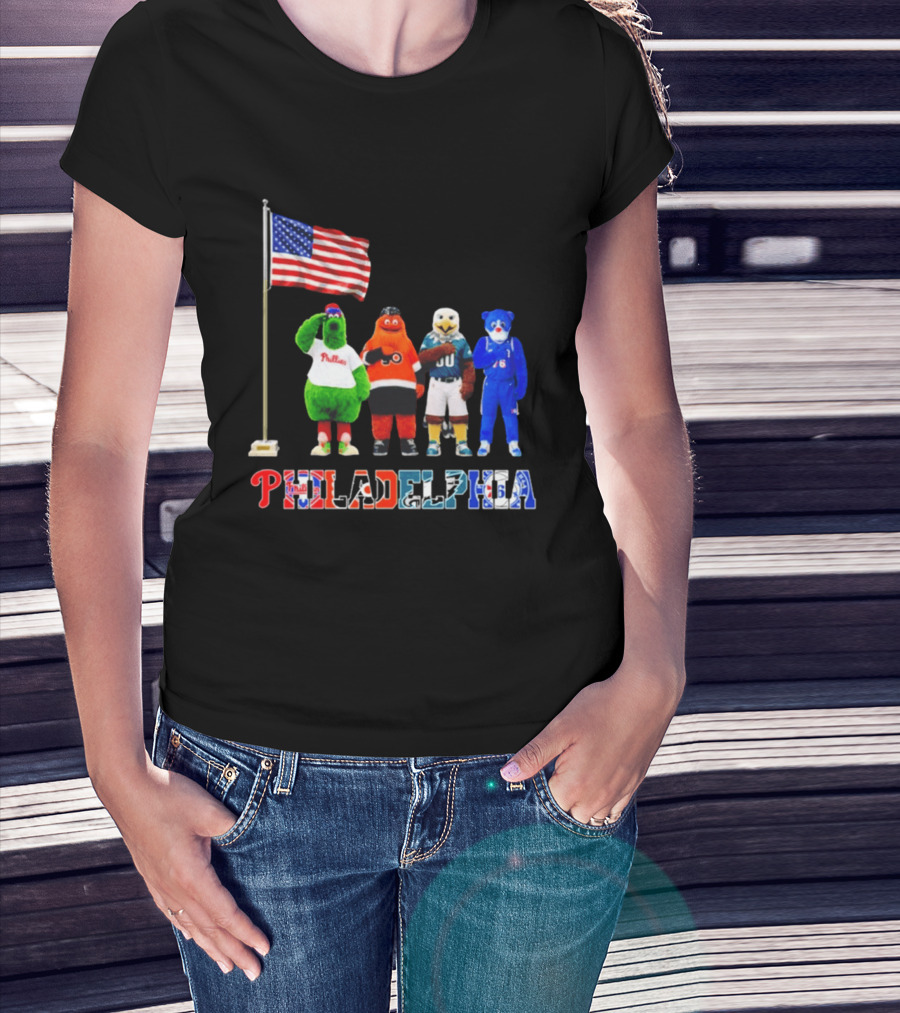 Philadelphia Mascots Saluting The American Flag T-Shirt