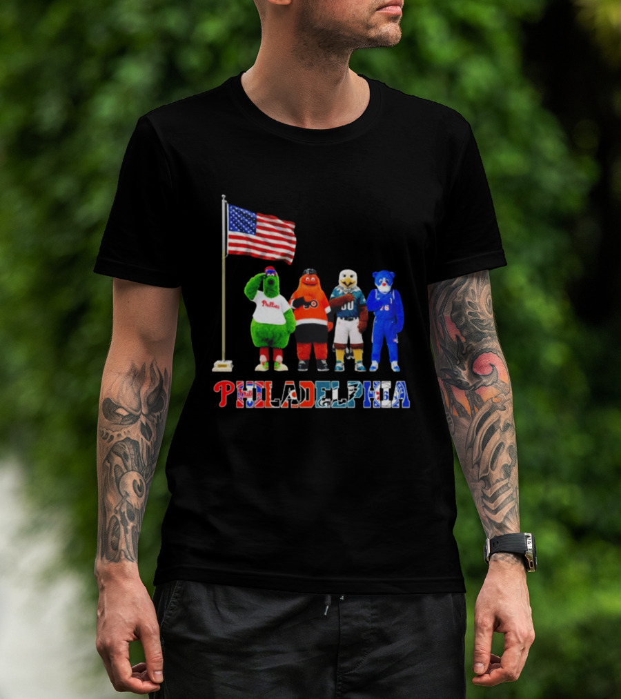 Philadelphia Mascots Saluting The American Flag T-Shirt