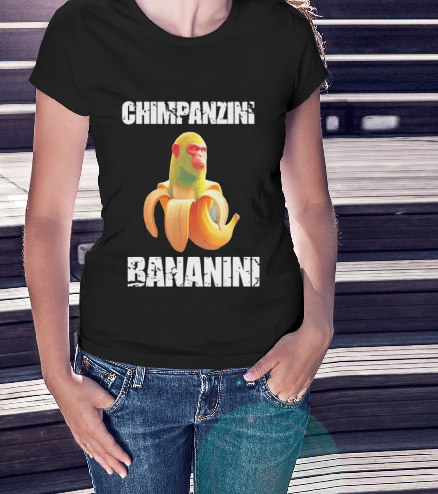 Chimpanzins Bananine Monkey Peeling A Banana T-Shirt
