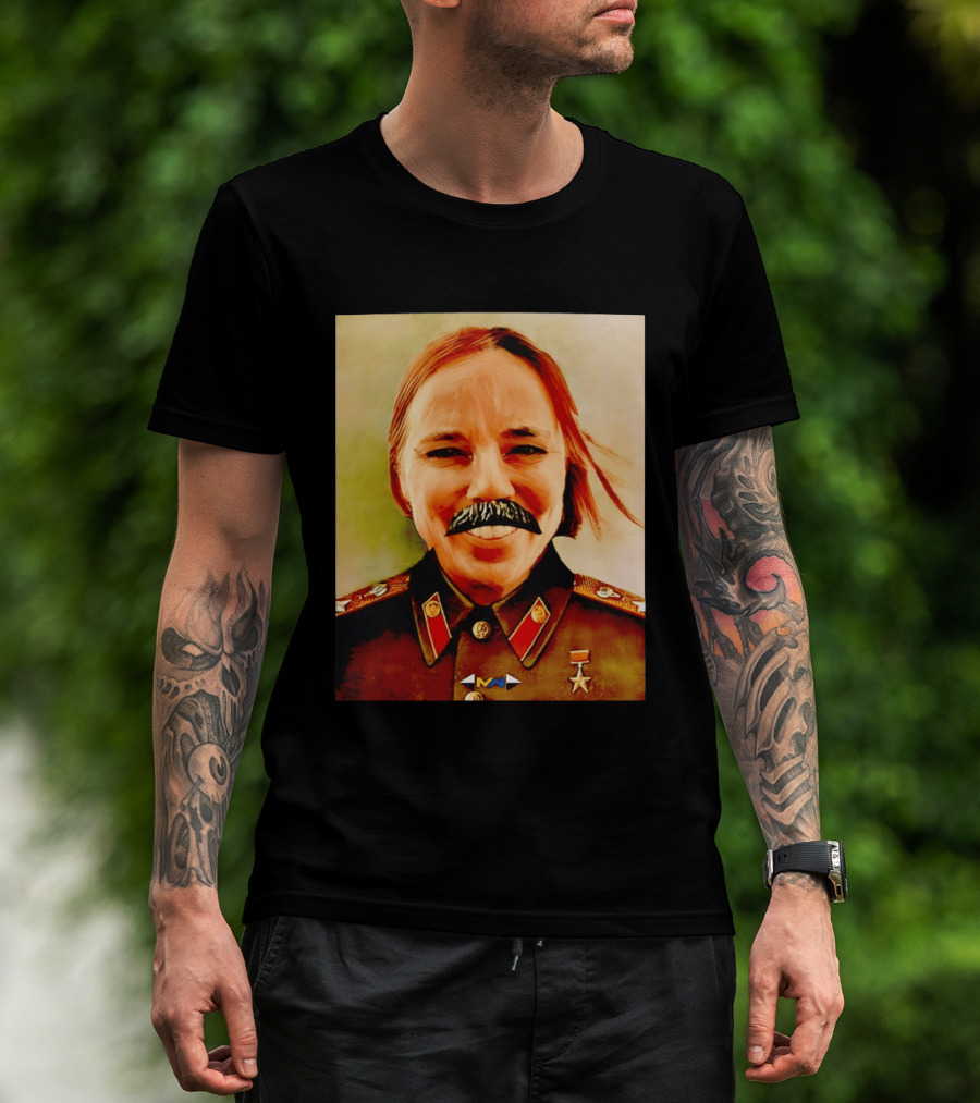 Comrade Bellows Military Portrait Caricature With Mustache T-Shirt