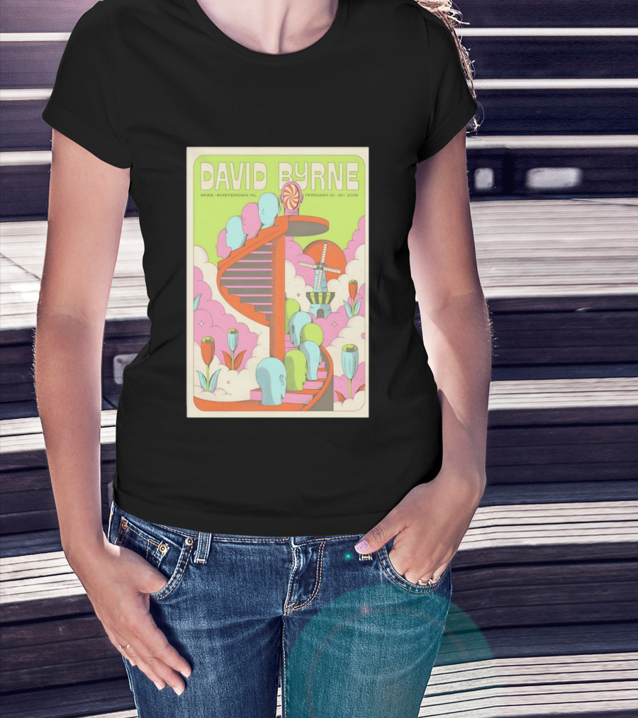 David Byrne Amsterdam Concert February 15 16 2026 Windmill T-Shirt