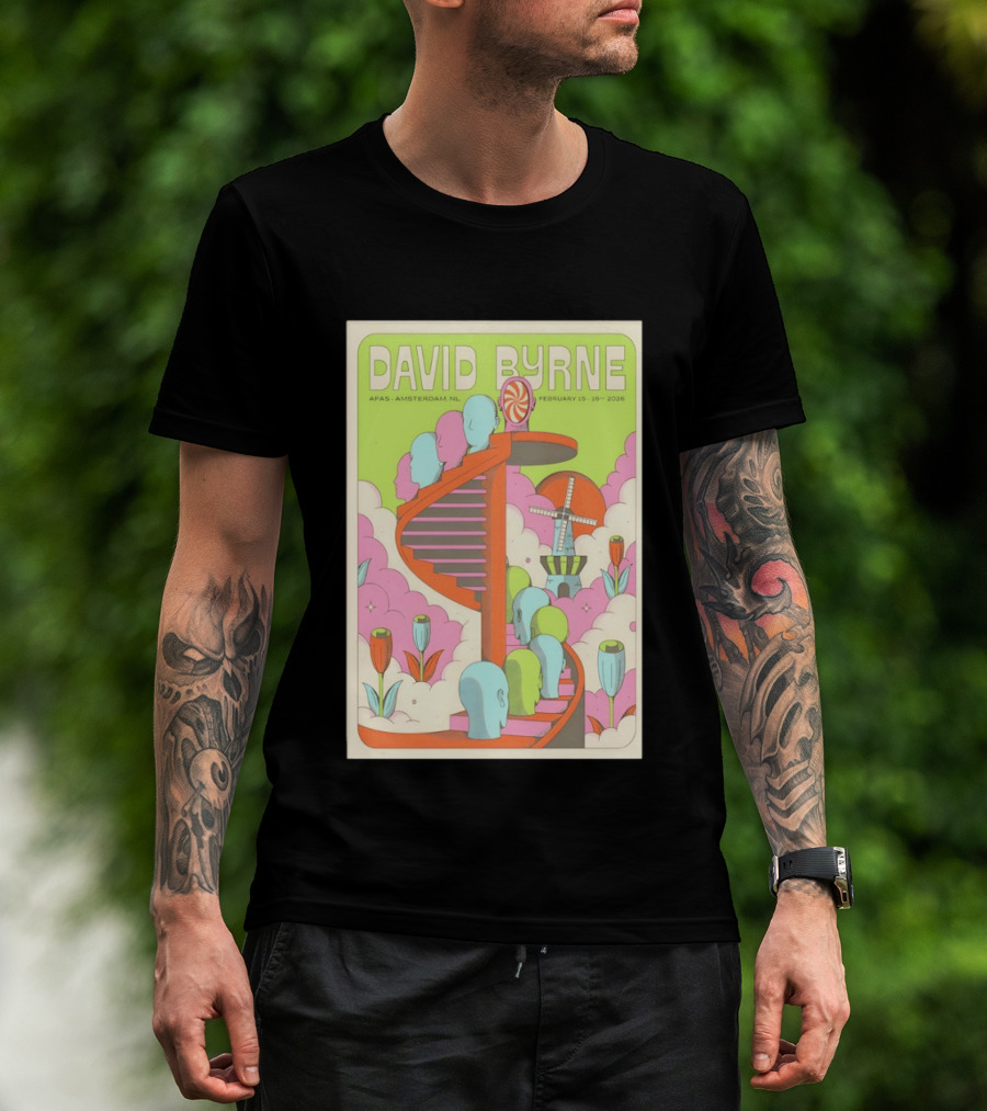 David Byrne Amsterdam Concert February 15 16 2026 Windmill T-Shirt
