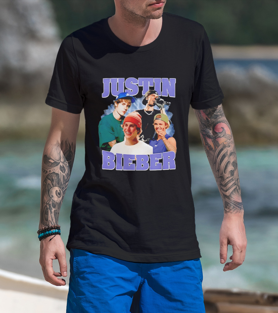 Justin Bieber Singing And Smiling With Various Iconic Looks T-Shirt
