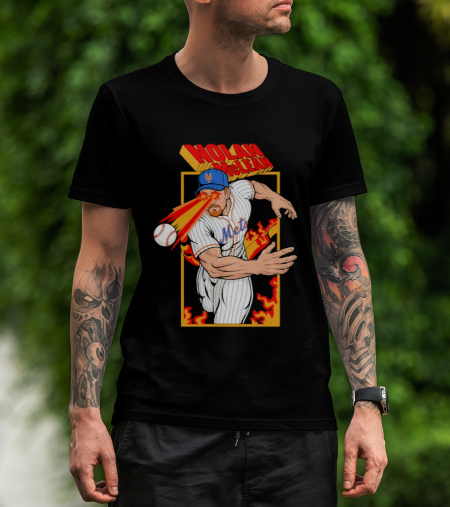 Nolan McLean Laser Beam New York Mets Baseball Action T-Shirt