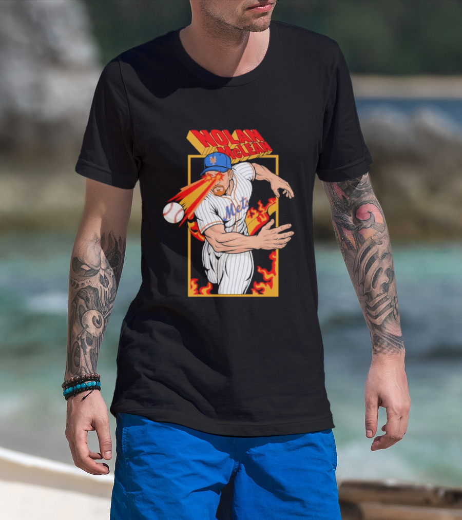 Nolan McLean Laser Beam New York Mets Baseball Action T-Shirt