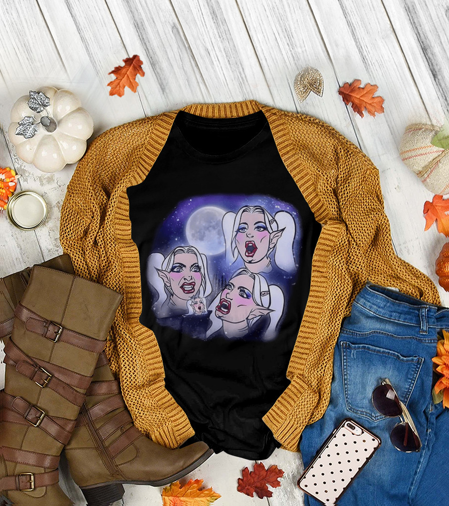 Majestic Howling Wolves Samantha Moonlit Night Fantasy T-Shirt