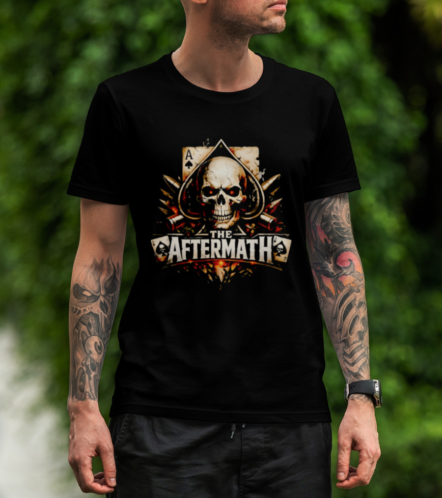 The Aftermath Skull Ace Of Spades Playing Card Bullet Explosion T-Shirt