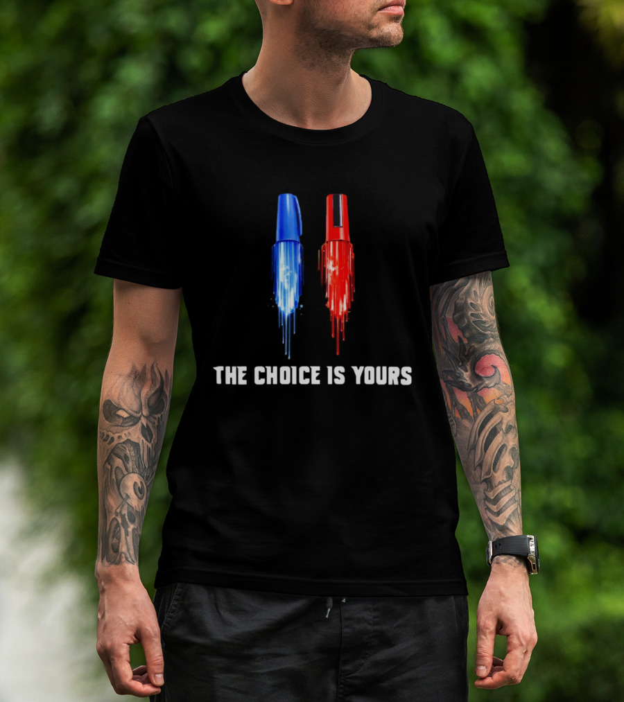 The Choice Is Yours Red And Blue Marker Art Duel T-Shirt