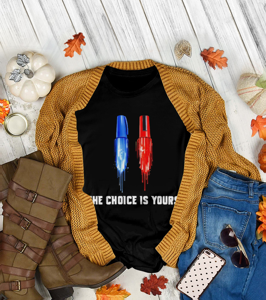 The Choice is Yours Red and Blue Marker Art Duel T-Shirt