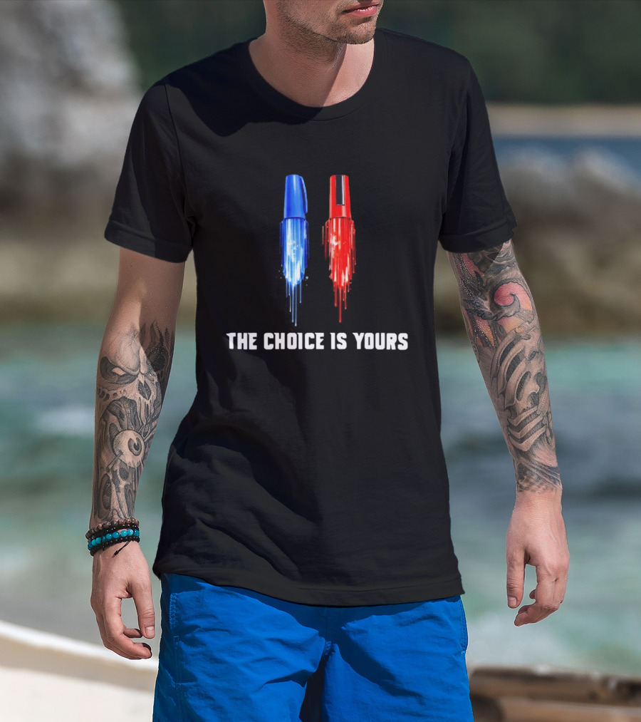 The Choice Is Yours Red And Blue Marker Art Duel T-Shirt