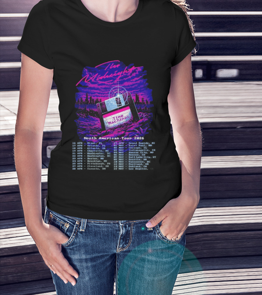 The Midnight Time Machines North American Tour 2026 Retro Floppy Disk T-Shirt