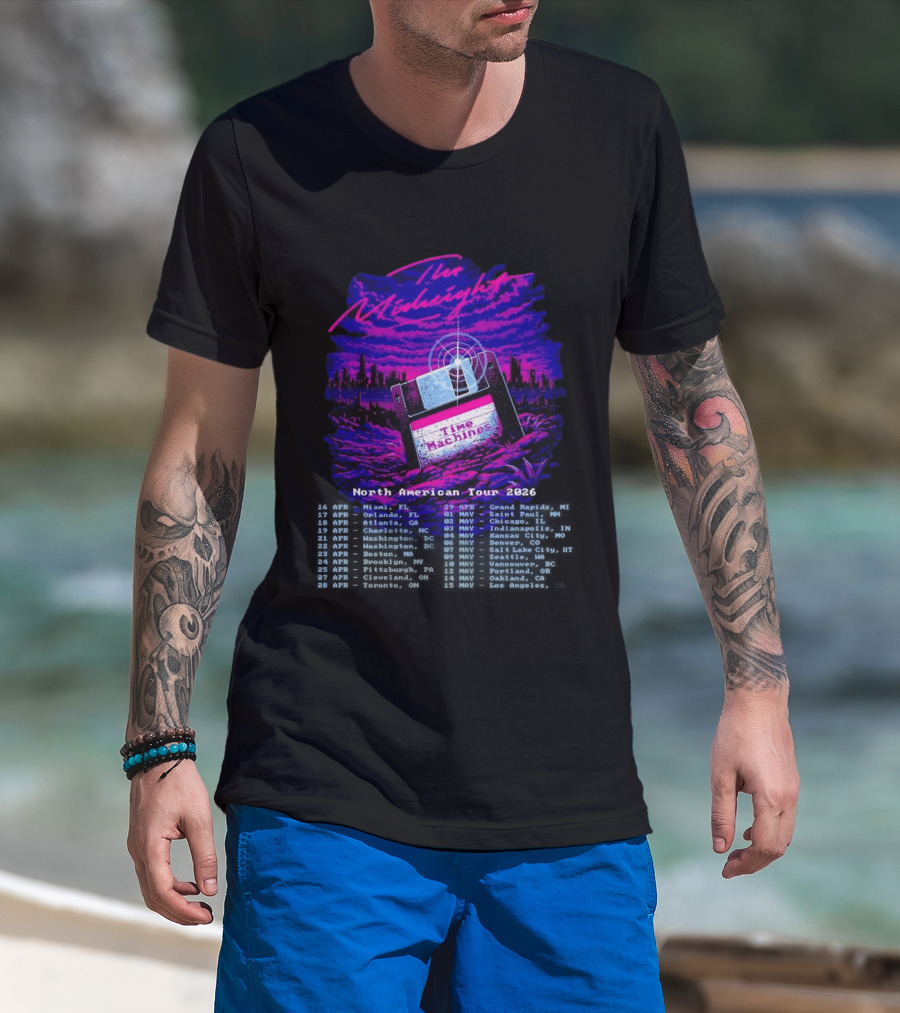 The Midnight Time Machines North American Tour 2026 Retro Floppy Disk T-Shirt