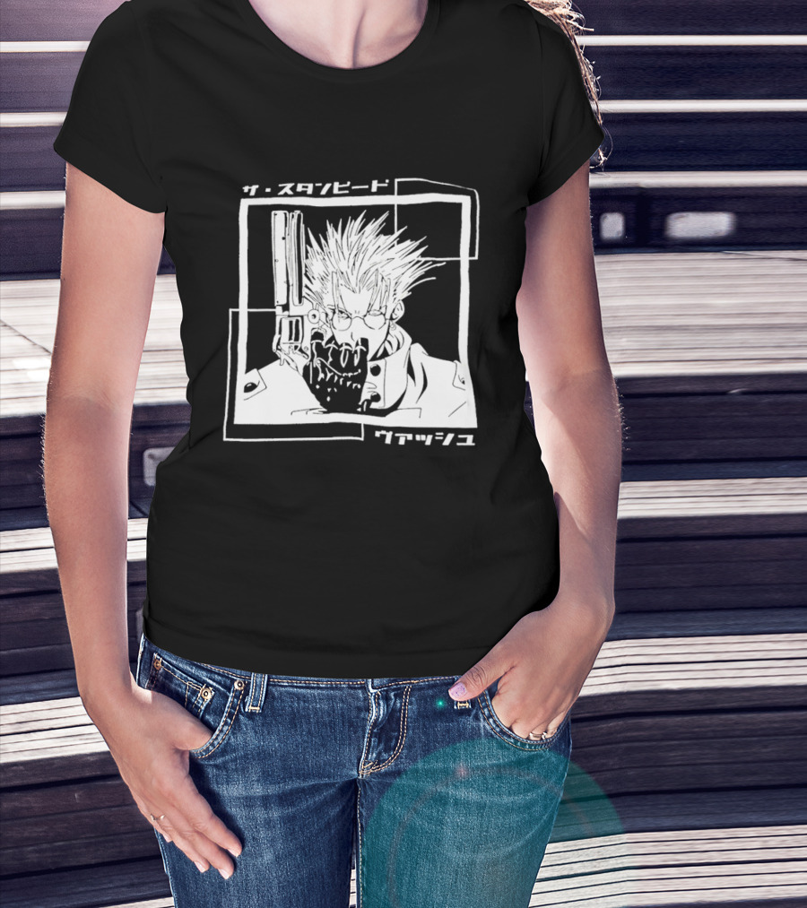 Vash The Stampede Trigun Japanese Typography Stylized T-Shirt