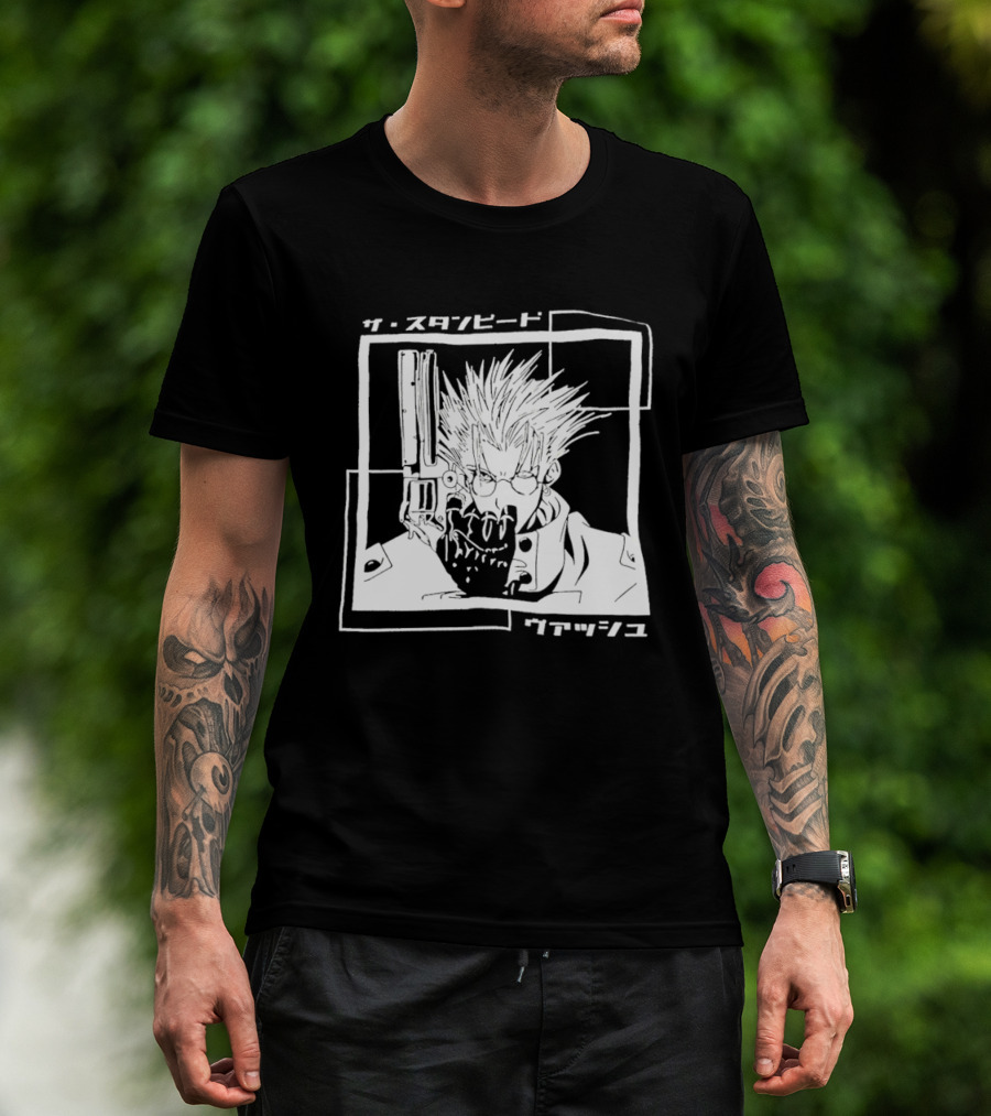Vash The Stampede Trigun Japanese Typography Stylized T-Shirt