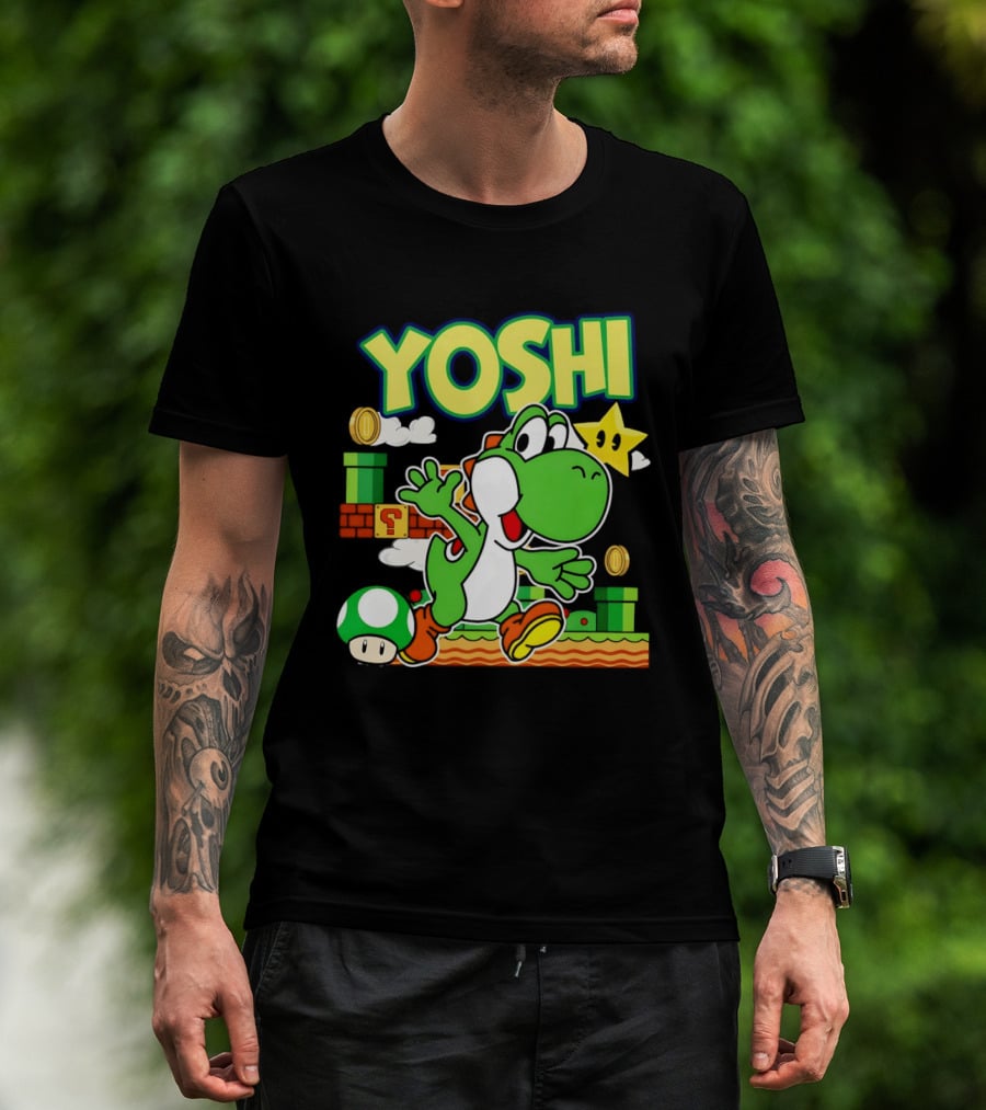 Yoshi Super Mario Bros Game Iconic Green Dinosaur Adventure T-Shirt