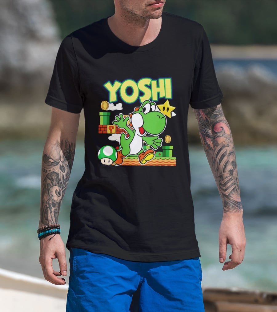 Yoshi Super Mario Bros Game Iconic Green Dinosaur Adventure T-Shirt
