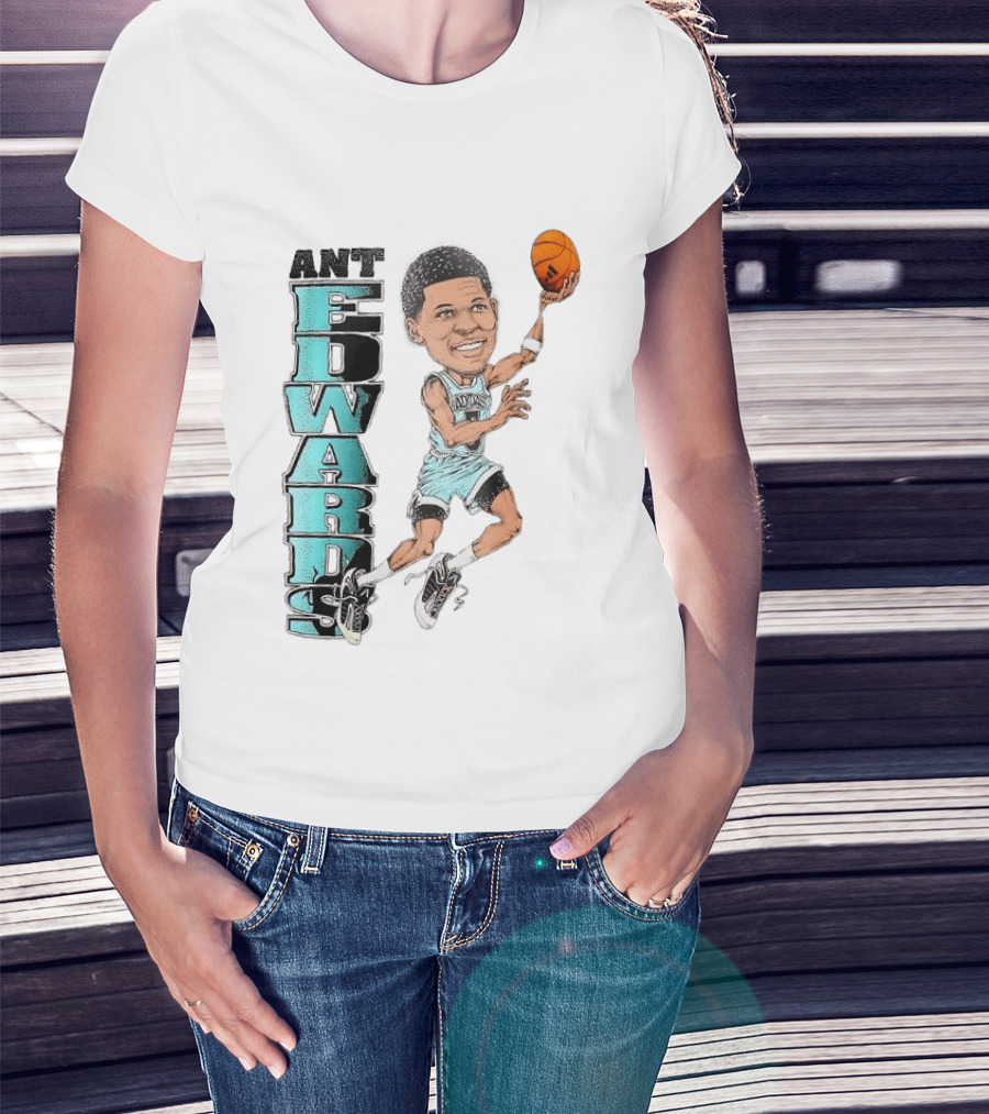 Anthony Edwards Cartoon Dunk Ant Edwards Basketball T-Shirt