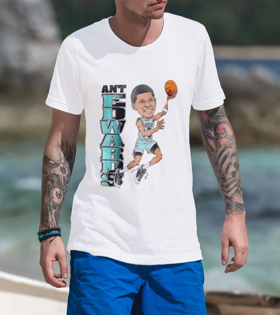 Anthony Edwards Cartoon Dunk Ant Edwards Basketball T-Shirt