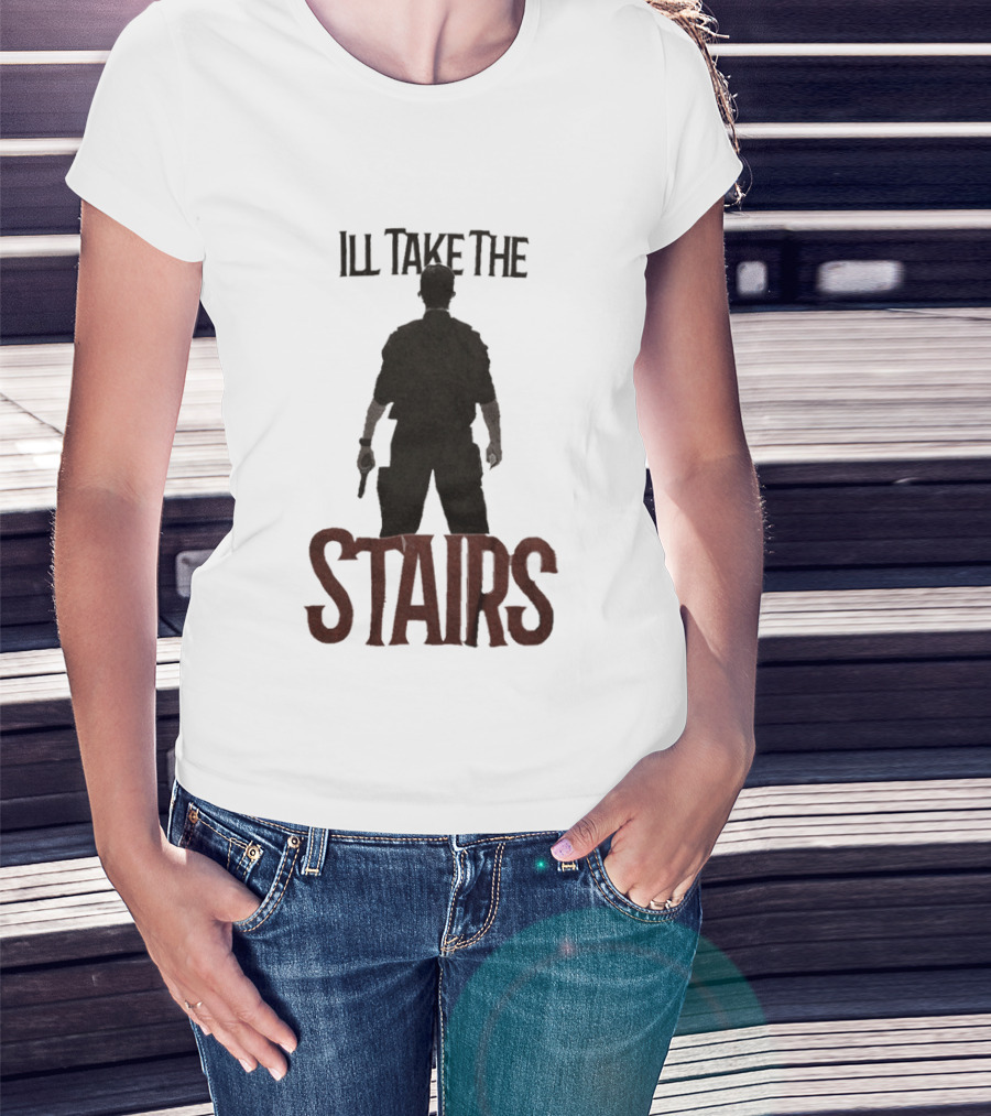 I'll Take The Stairs Shadowy Figure With Gun T-Shirt
