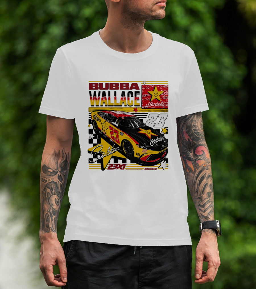 Bubba Wallace 23XI Racing Hardee's Car Number 23 Racing Team T-Shirt